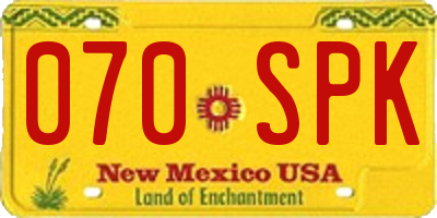 NM license plate 070SPK