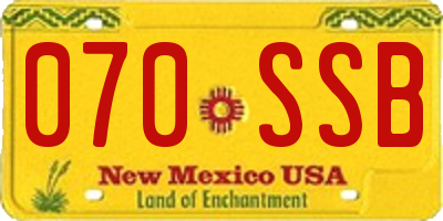 NM license plate 070SSB