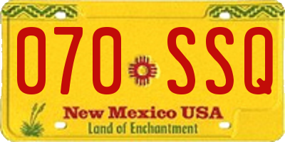 NM license plate 070SSQ