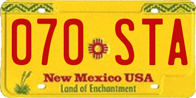 NM license plate 070STA