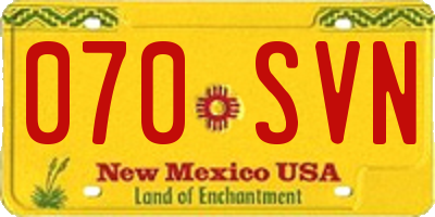 NM license plate 070SVN