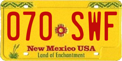 NM license plate 070SWF
