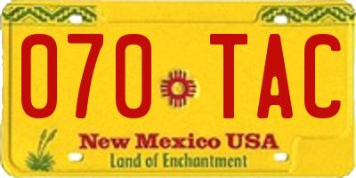 NM license plate 070TAC