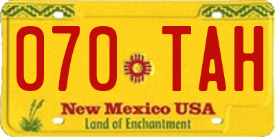 NM license plate 070TAH