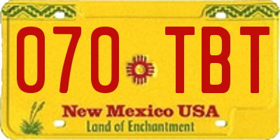 NM license plate 070TBT