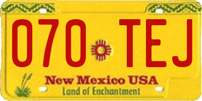 NM license plate 070TEJ