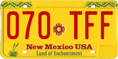 NM license plate 070TFF