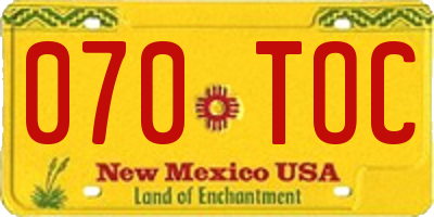 NM license plate 070TOC