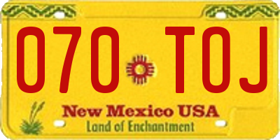 NM license plate 070TOJ