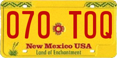 NM license plate 070TOQ