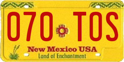 NM license plate 070TOS