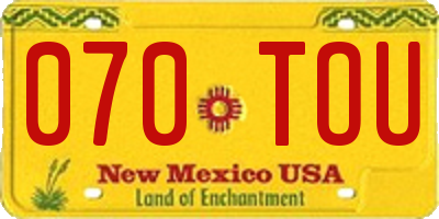 NM license plate 070TOU