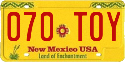 NM license plate 070TOY