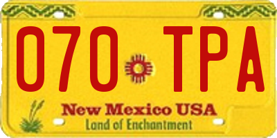 NM license plate 070TPA