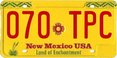 NM license plate 070TPC
