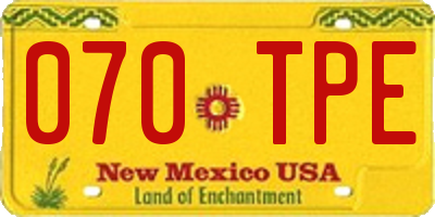NM license plate 070TPE