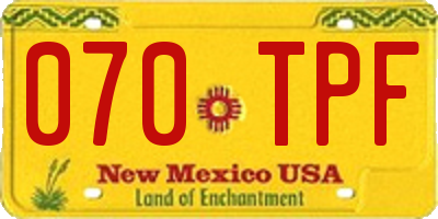 NM license plate 070TPF