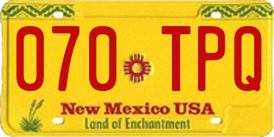 NM license plate 070TPQ