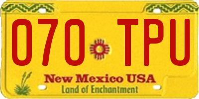 NM license plate 070TPU