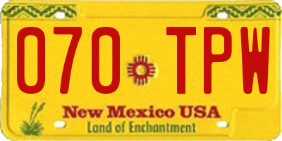 NM license plate 070TPW