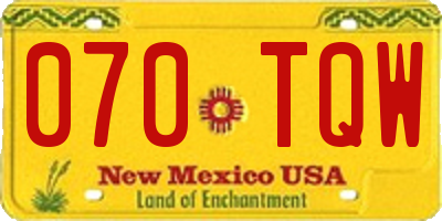 NM license plate 070TQW