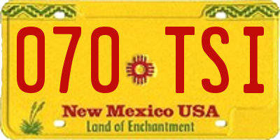 NM license plate 070TSI