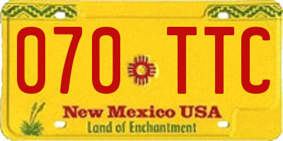 NM license plate 070TTC