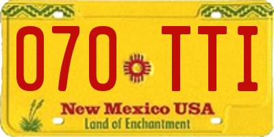 NM license plate 070TTI