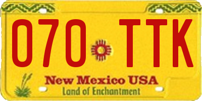 NM license plate 070TTK