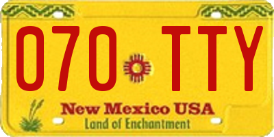 NM license plate 070TTY