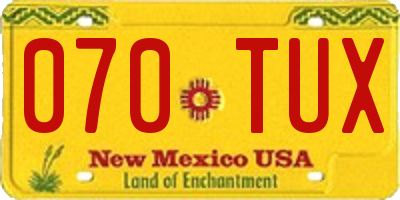 NM license plate 070TUX