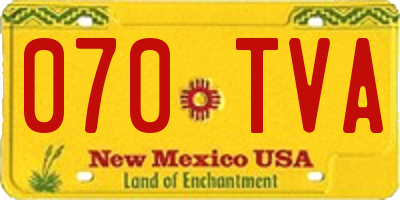 NM license plate 070TVA