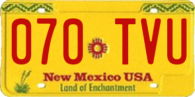 NM license plate 070TVU