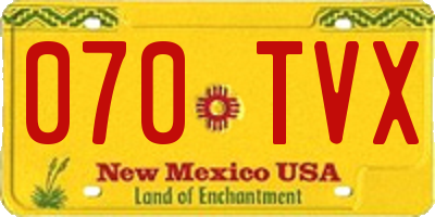 NM license plate 070TVX