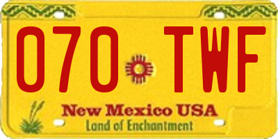 NM license plate 070TWF