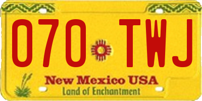 NM license plate 070TWJ