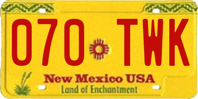 NM license plate 070TWK