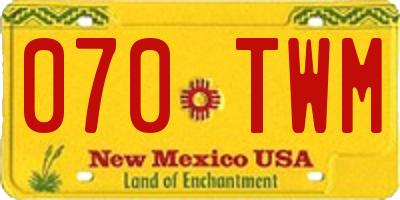 NM license plate 070TWM