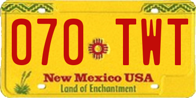 NM license plate 070TWT