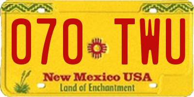 NM license plate 070TWU