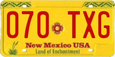 NM license plate 070TXG