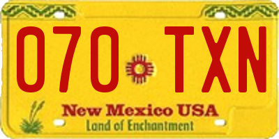NM license plate 070TXN