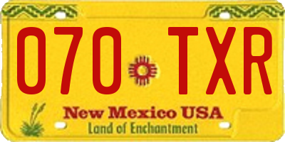 NM license plate 070TXR