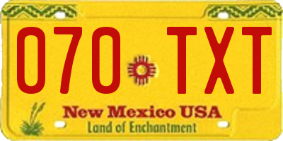 NM license plate 070TXT