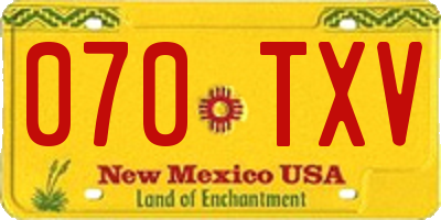 NM license plate 070TXV