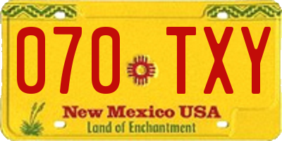 NM license plate 070TXY