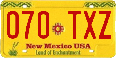 NM license plate 070TXZ