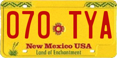 NM license plate 070TYA