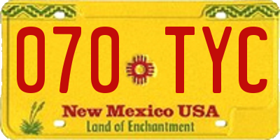 NM license plate 070TYC