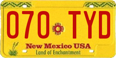 NM license plate 070TYD